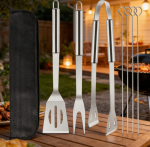 7-Piece BBQ Tool Set - Stainless Steel Spatula, Fork, Tongs, and Corn Holder Combo