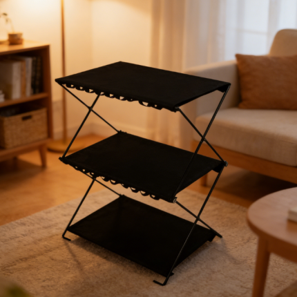 Folding Shelf Storage Rack, Storage Shelving Organizer for Kitchen Camping Picnic Indoor Outdoor