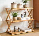 Wooden Foldable Shelf, Portable Storage Rack Space Saving Load Bearing for Outdoor Camping - Image 2