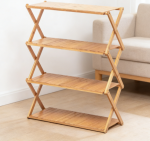 Camping Folding Table, Portable Wood Shelf Outdoor Storage Rack Multi Layer Foldable - Image 2