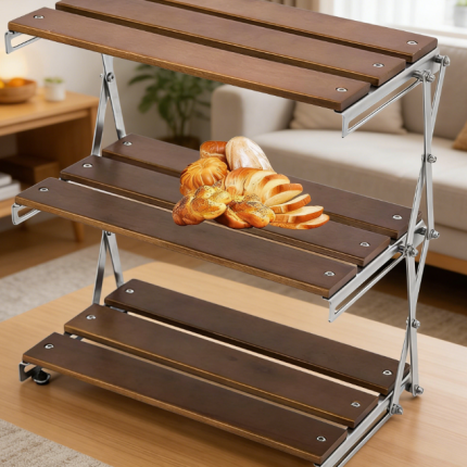Portable Camping Rack, Picnic Cooking Stand BBQ Storage Organizer Foldable Display Rack